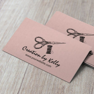 Seamstress Needles & Threads Vintage Dusty Rose Business Card