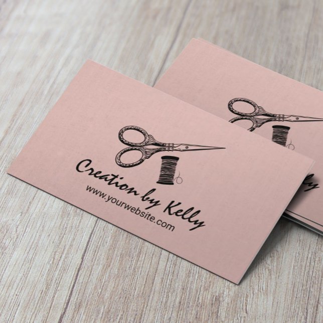 Seamstress Needles & Threads Vintage Dusty Rose Business Card (Creator Uploaded)