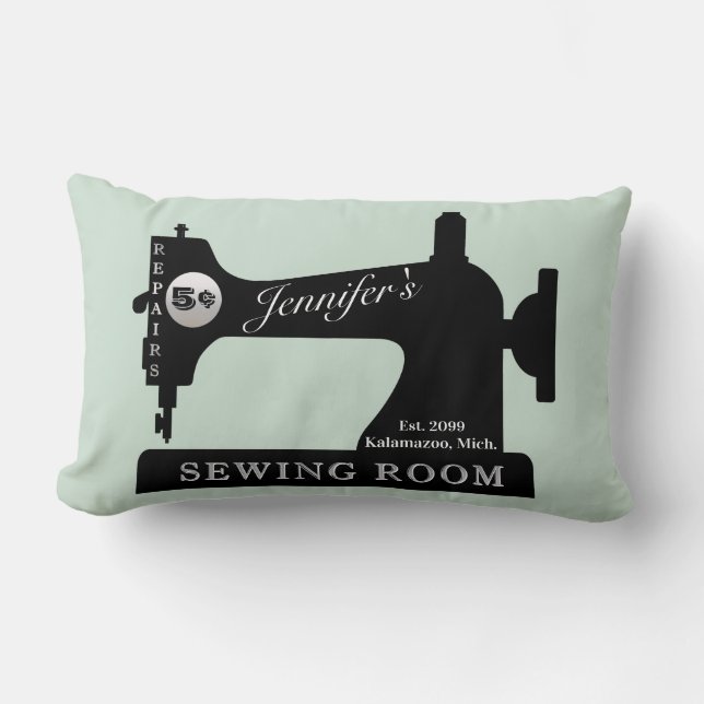 Seamstress Quilter Sewing Gift Sewing Machine Room Lumbar Pillow (Front)