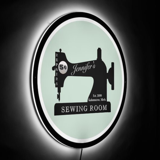 Seamstress Quilter Sewing Machine LED Sign (Angle)