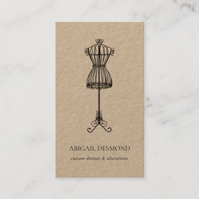 Seamstress Sewing Alteration Business Dress Form Card (Front)