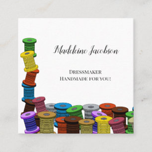 Seamstress sewing dressmaker tailor handmade square business card