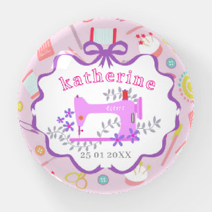 Seamstress Sewing Machine Purple Paperweight