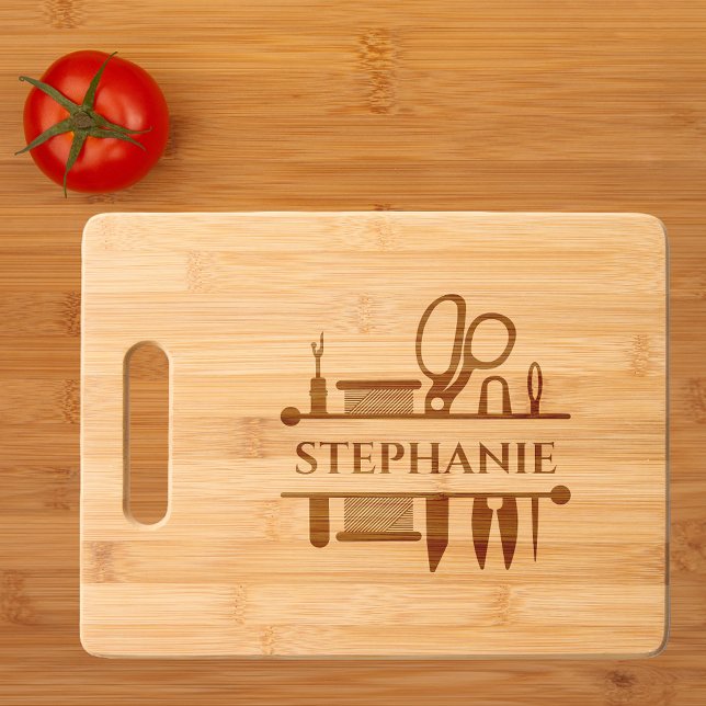 Seamstress Sewing Sew Alterations Monogram Engraved Cutting Board (Creator Uploaded)