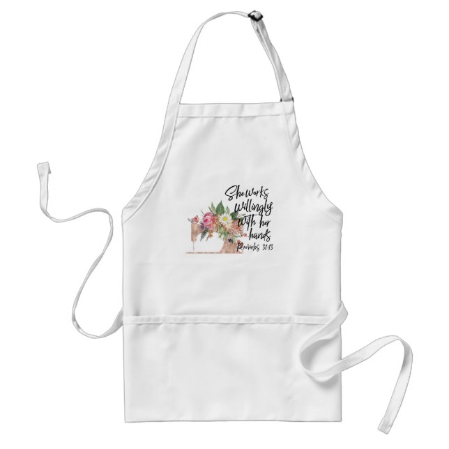 Seamstress - She Works Willingly Adult Apron (Front)