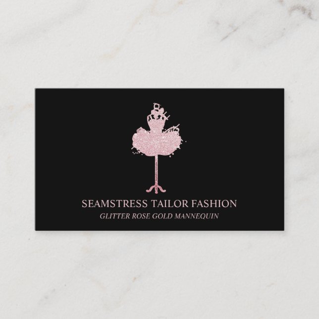 SEAMSTRESS TAILOR MANNEQUIN Rose gold Business Card (Front)
