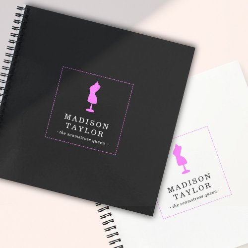 Seamstress Tailor  Pink Mannequin Logo Black Notebook