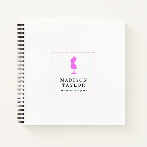 Seamstress Tailor  Pink Mannequin Logo White Notebook