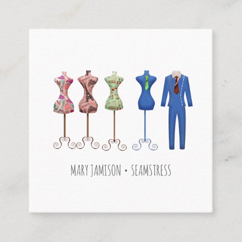 Seamstress Tailor Sewing Square Business Card