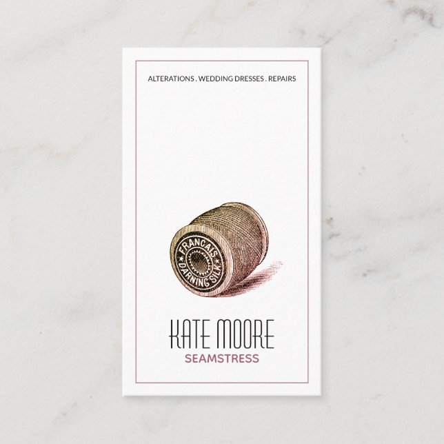 Seamstress Tailor Spool Of Thread Business Card (Front)