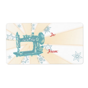 Seamstress vintage sewing machine christmas label