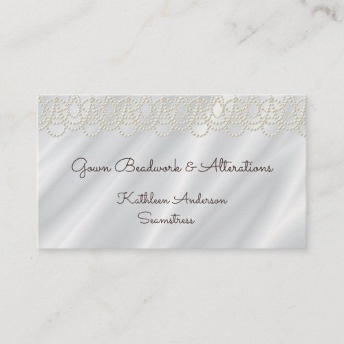 Seamstress Wedding Gown Beadwork Alterations Silk Business Card