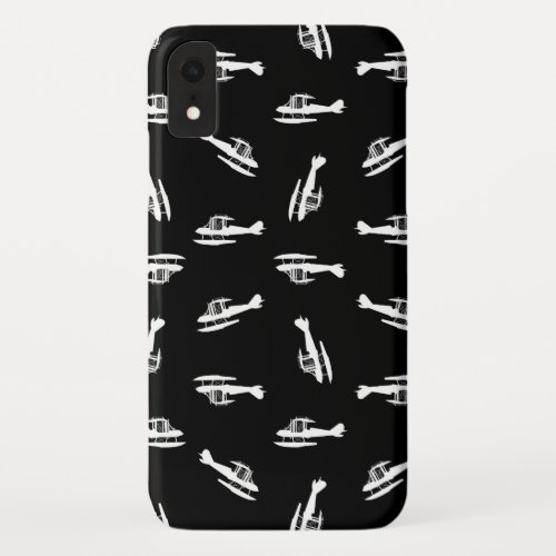 Seaplane Airplane Silhouettes Print Pattern Design iPhone XR Case