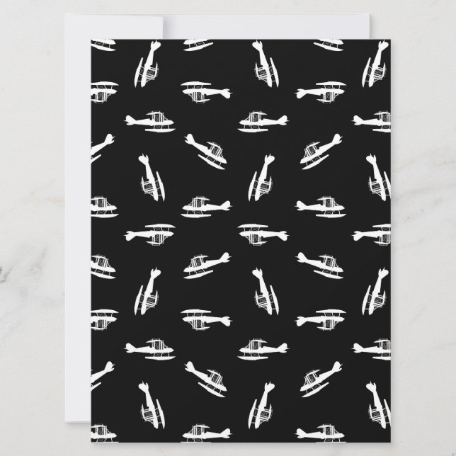 Seaplane Airplane Silhouettes Print Pattern Design Holiday Card (Front)