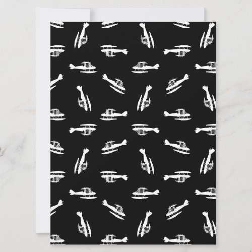 Seaplane Airplane Silhouettes Print Pattern Design Holiday Card