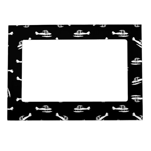 Seaplane Airplane Silhouettes Print Pattern Design Magnetic Frame