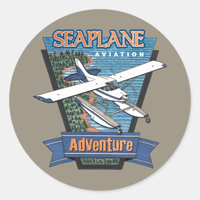 Seaplane Aviation Adventure Classic Round Sticker (Front)