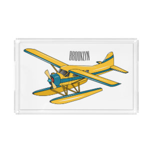 Seaplane cartoon illustration  acrylic tray