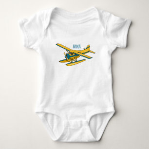 Seaplane cartoon illustration baby bodysuit