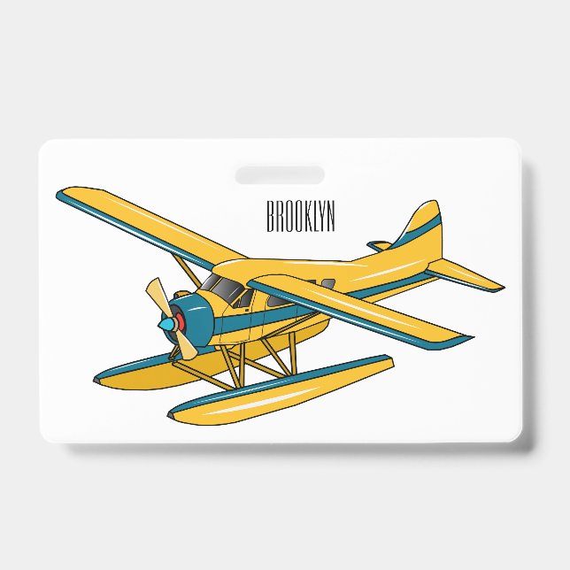 Seaplane cartoon illustration  badge (Front)