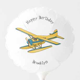 Seaplane cartoon illustration balloon