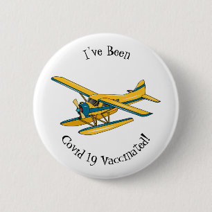 Seaplane cartoon illustration button