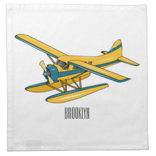 Seaplane cartoon illustration cloth napkin