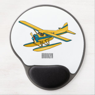 Seaplane cartoon illustration gel mouse pad