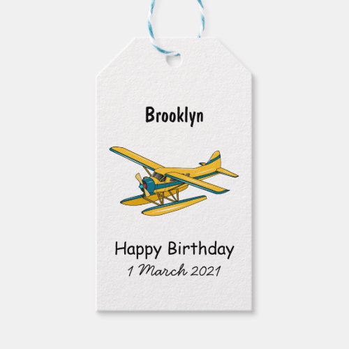 Seaplane cartoon illustration gift tags