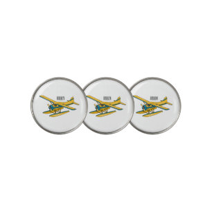 Seaplane cartoon illustration  golf ball marker