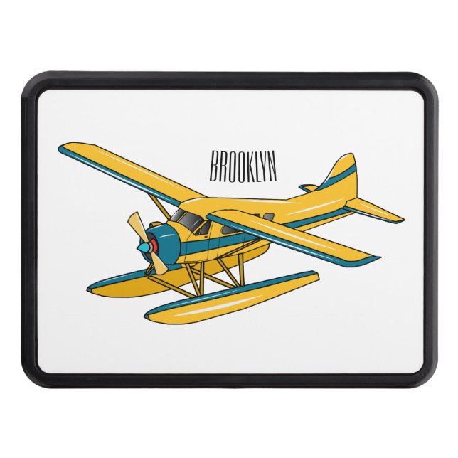 Seaplane cartoon illustration  hitch cover (Front)
