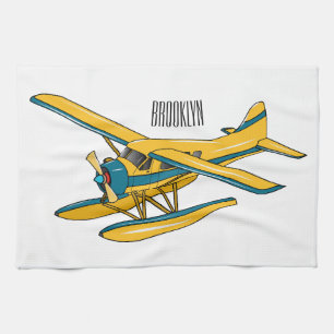 Seaplane cartoon illustration kitchen towel