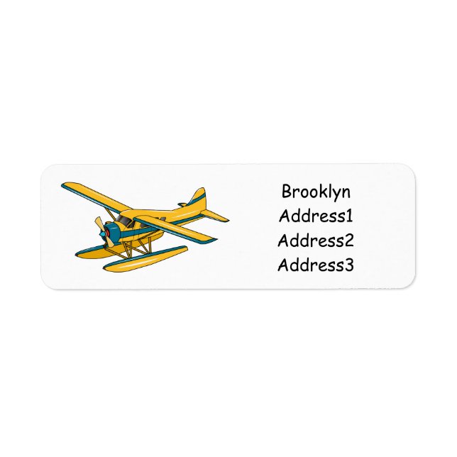 Seaplane cartoon illustration label (Front)