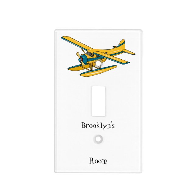 Seaplane cartoon illustration light switch cover (Front)