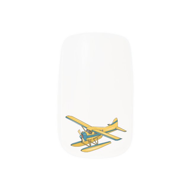 Seaplane cartoon illustration  minx nail art (Left Thumb)