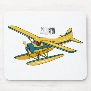 Seaplane cartoon illustration mouse pad