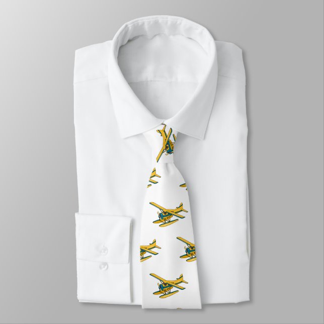 Seaplane cartoon illustration  neck tie (Tied)