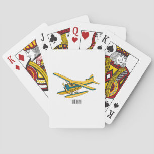 Seaplane cartoon illustration poker cards