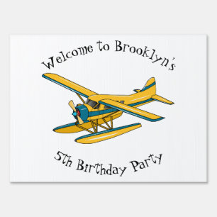 Seaplane cartoon illustration sign