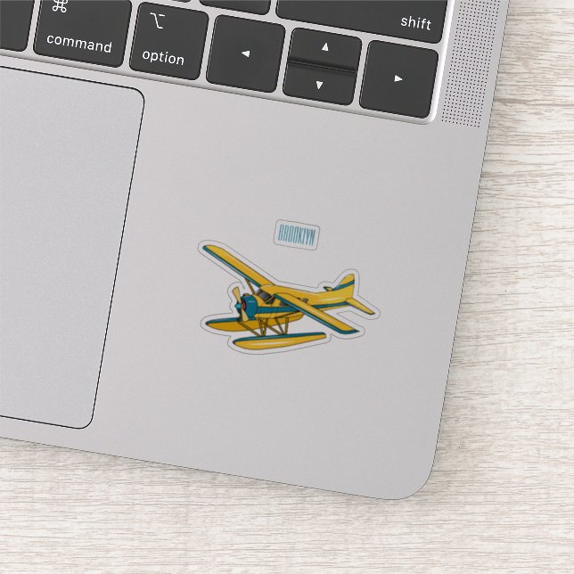 Seaplane cartoon illustration sticker (Detail)