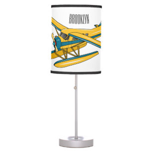 Seaplane cartoon illustration table lamp