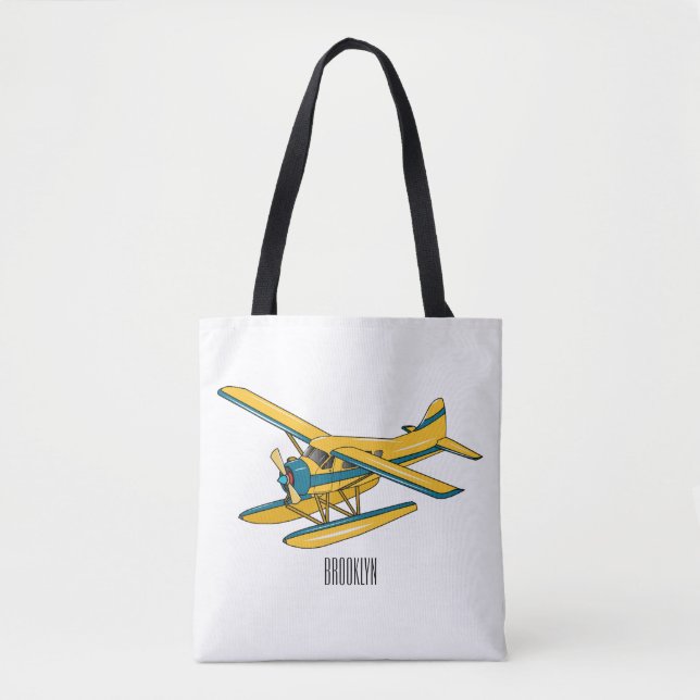 Seaplane cartoon illustration  tote bag (Front)