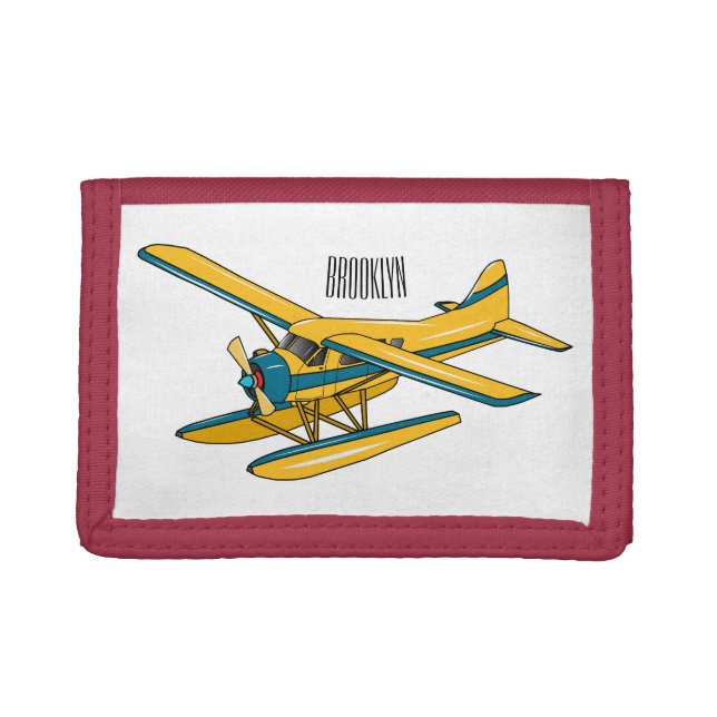 Seaplane cartoon illustration  trifold wallet (Front)