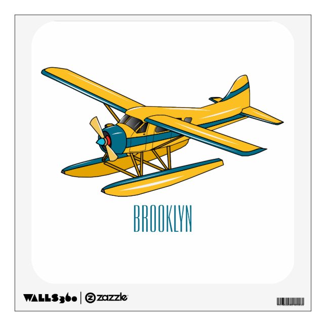 Seaplane cartoon illustration  wall decal (Front)