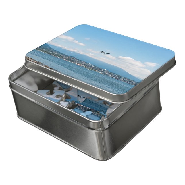 Seaplane taking off over Vancouver bay Jigsaw Puzzle (Lid Open)