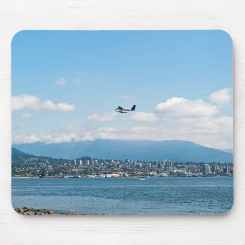 Seaplane taking off over Vancouver bay Mouse Pad