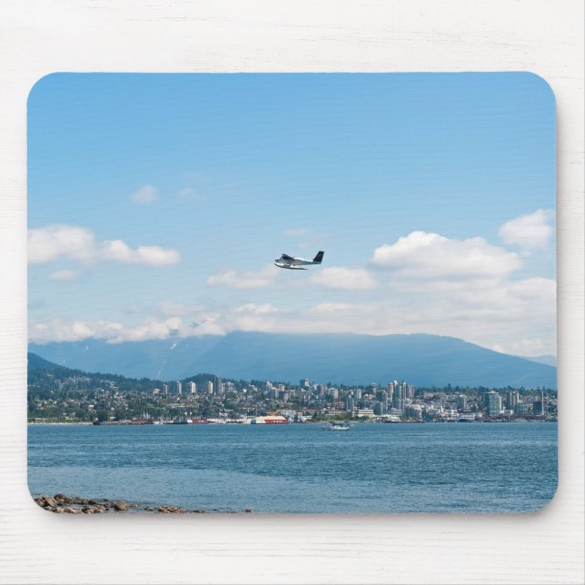 Seaplane taking off over Vancouver bay Mouse Pad (Front)
