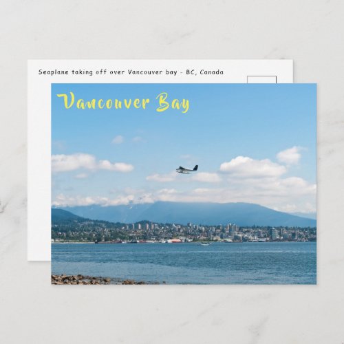 Seaplane taking off over Vancouver bay Postcard