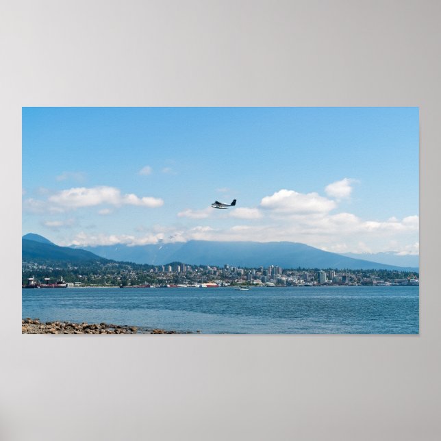 Seaplane taking off over Vancouver bay Poster (Front)