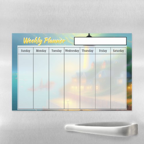 Seaport and lighthouse weekly planner magnetic dry erase sheet
